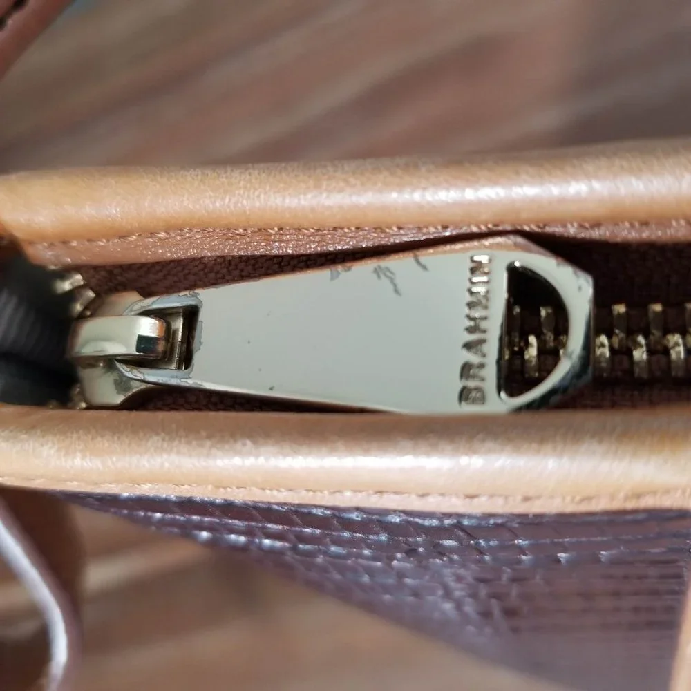 Brahmin Mini Asher Satchel & Ady Wallet. Toasted Almond Garrone Embossed Leather - Picture 6 of 16